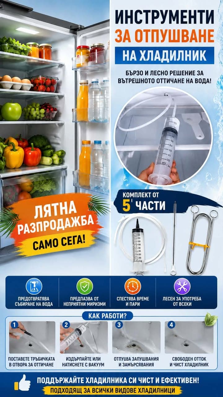 Комплект за почистване на хладилник (5 части)