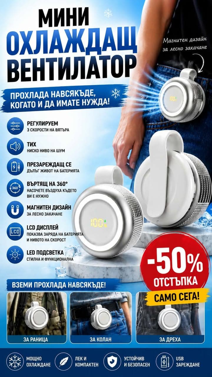 Преносим мини вентилатор SULVGO с LCD дисплей — снимка 1
